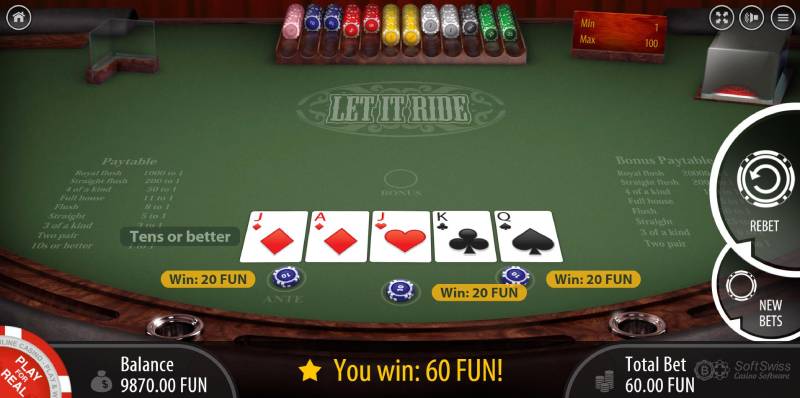 Ưu điểm chơi Let It Ride poker trực tuyến trên điện thoại